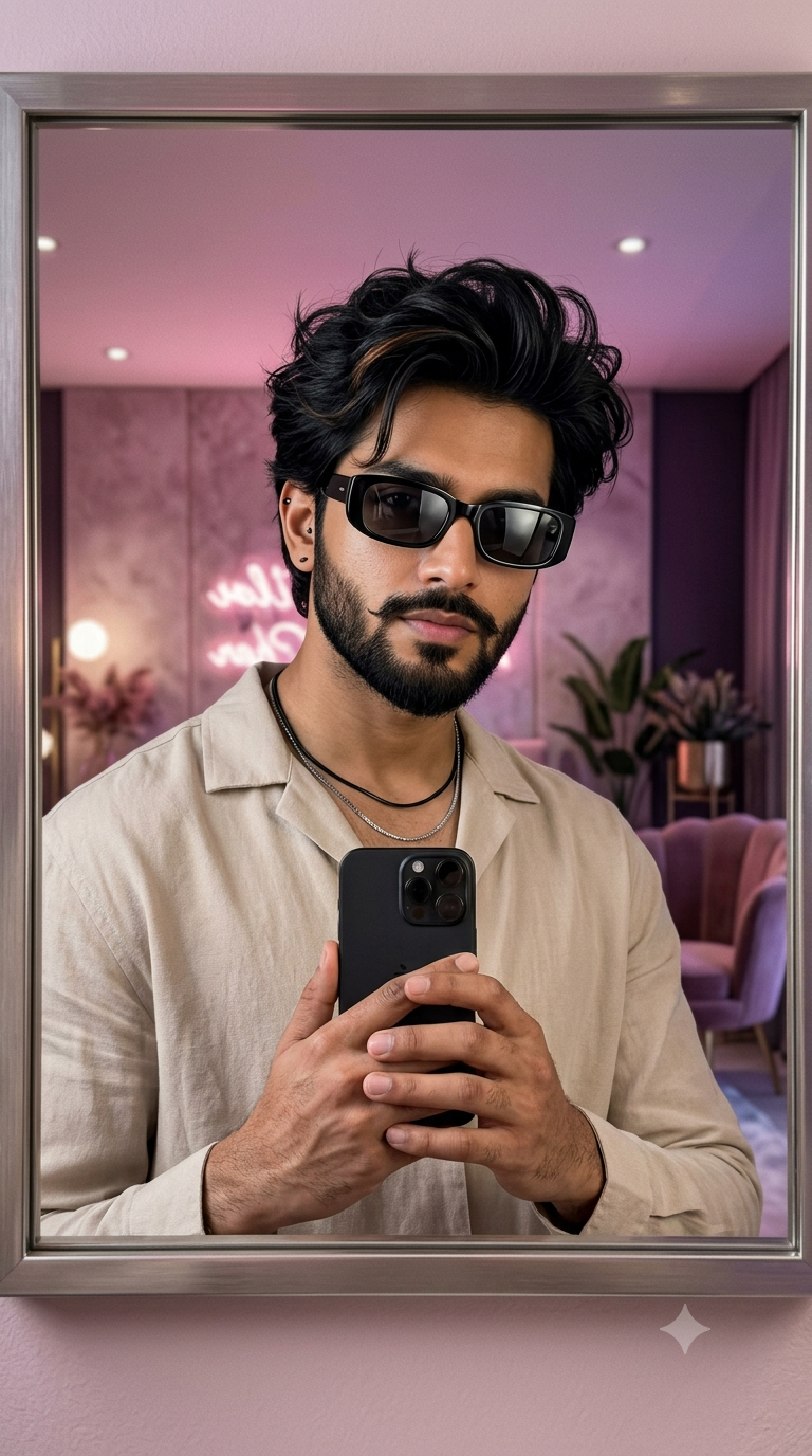 Ultra-Realistic South Asian Male Fashion Mirror Selfie AI Prompt