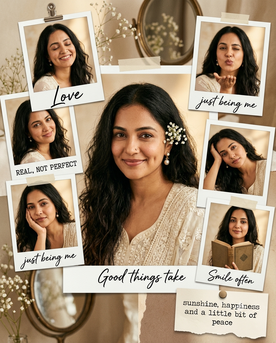 Aesthetic Woman Photo Collage – Love, Happiness & Vintage Elegance