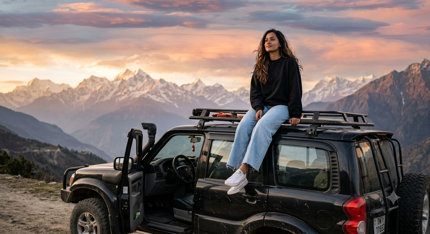 Cinematic Himalayan Sunset SUV Adventure