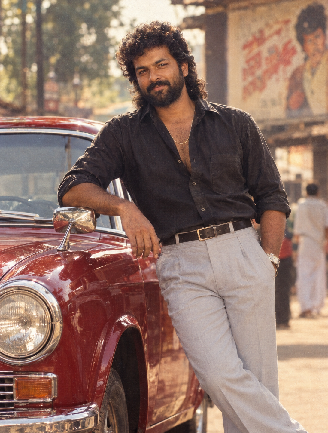 1980s Retro South Indian Film Hero Portrait